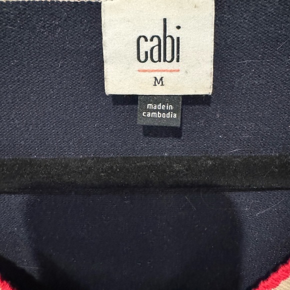 CAbi TV pullover Navy and Red V-Neck Sweater #6171 - Picture 6 of 6